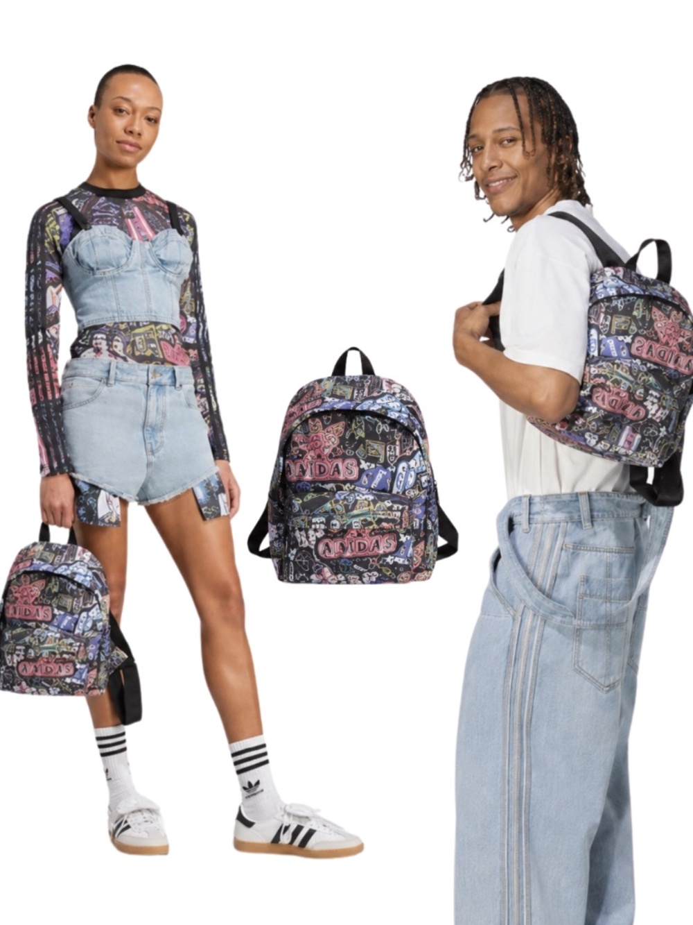 adidas X Jeremy Scott JX3210 Mini Backpack Pride Multicolor Club Kid Y2K Pop Art